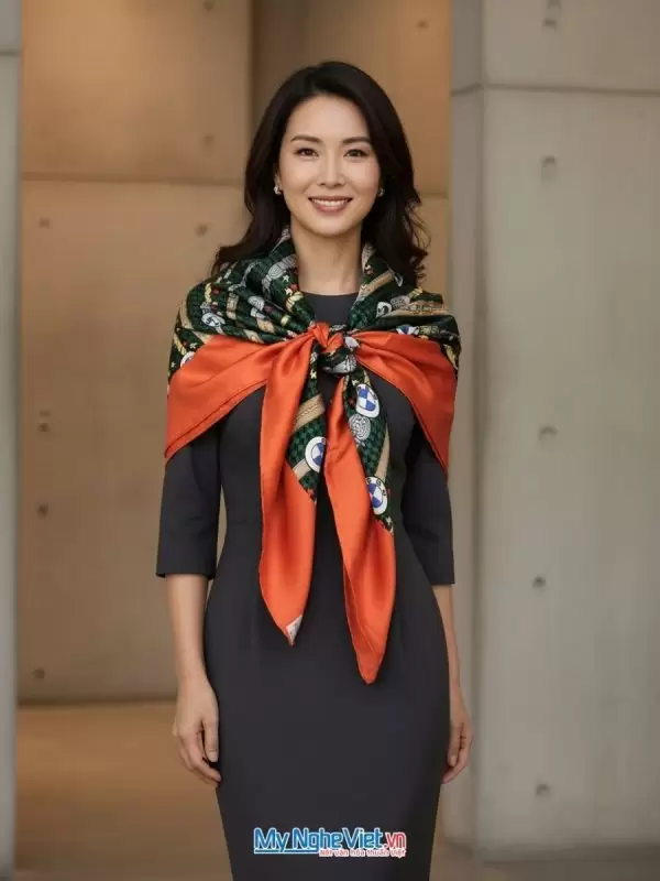 Khăn lụa tơ tằm in họa tiết 100% silk