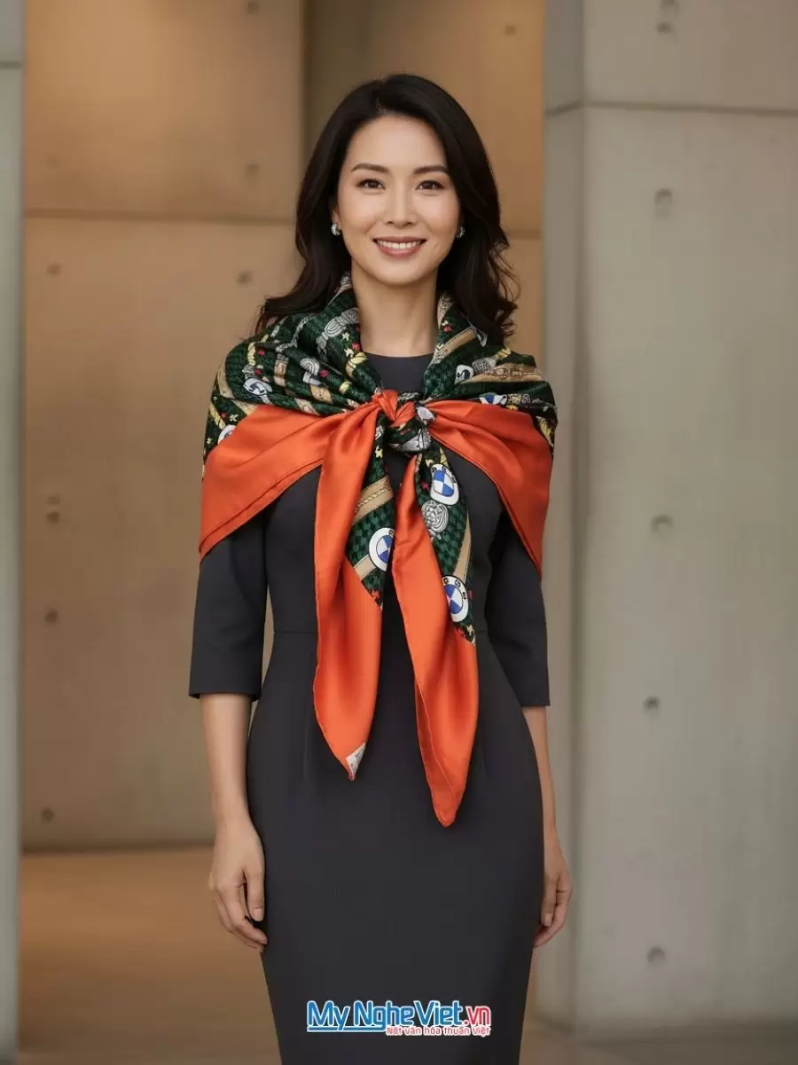 Khăn lụa tơ tằm in họa tiết 100% silk