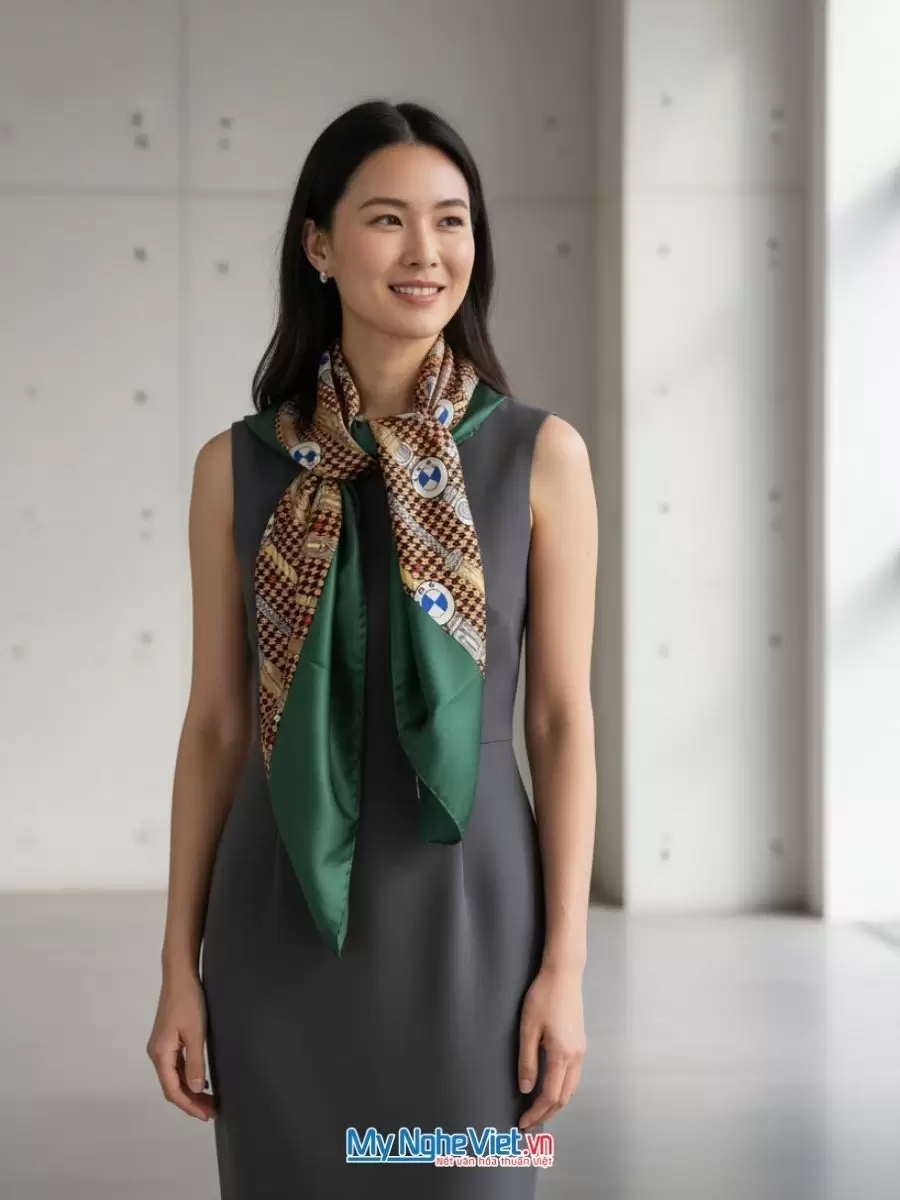 Khăn lụa tơ tằm in họa tiết 100% silk