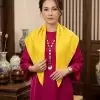 Khăn lụa tơ tằm vân cao cấp màu vàng