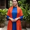 Khăn lụa tơ tằm vân cổ cam cháy