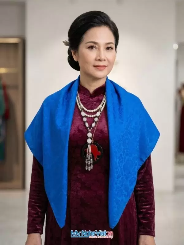 Khăn lụa tơ tằm vân khâu tay cao cấp