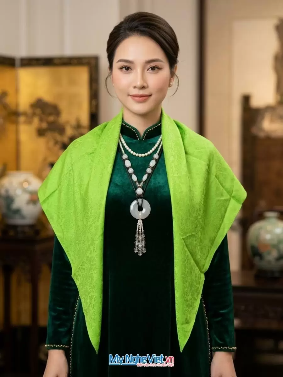 Khăn lụa tơ tằm vân khâu tay cao cấp