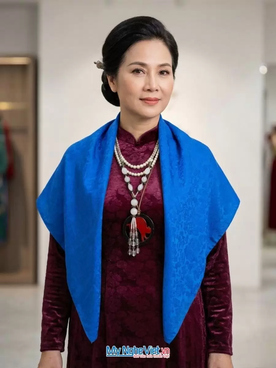 Khăn lụa tơ tằm vân khâu tay cao cấp