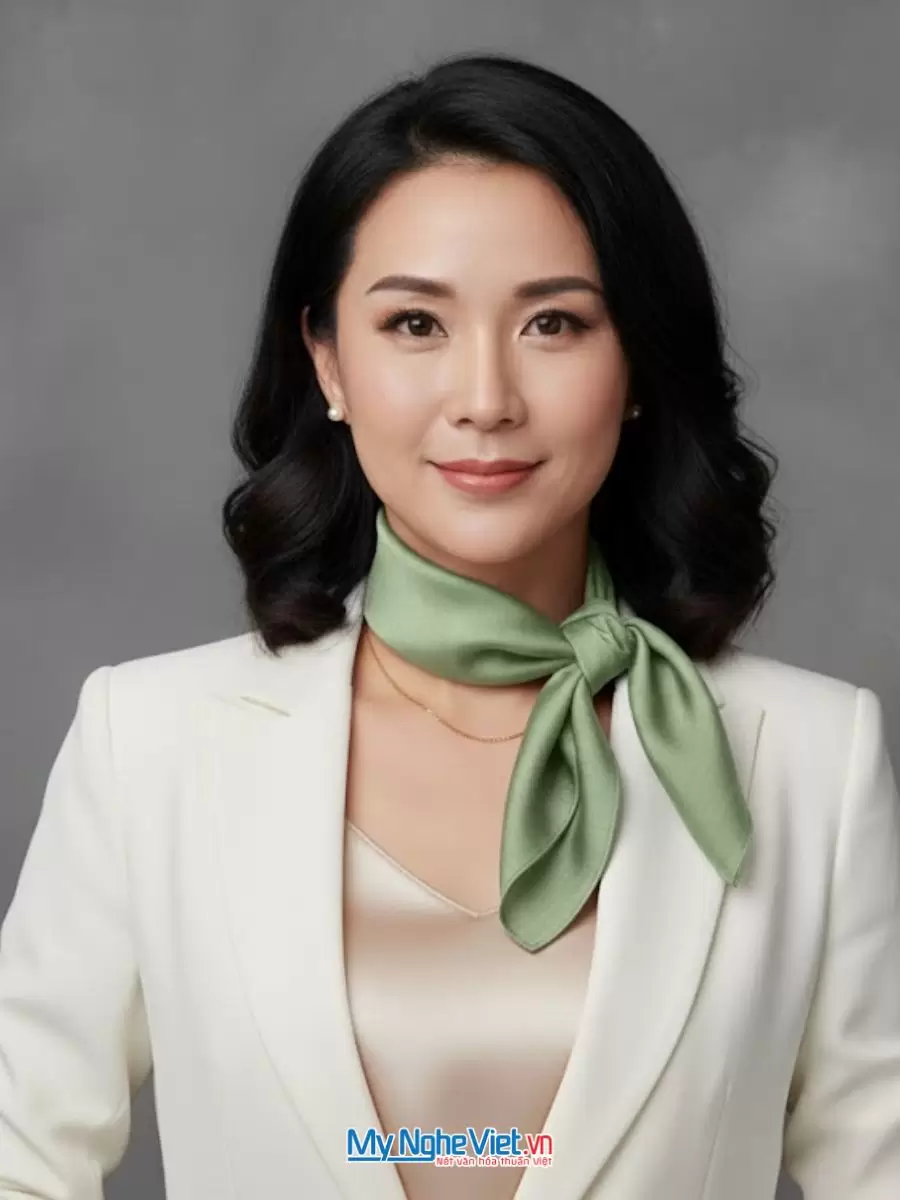 Khăn lụa vuông tơ tằm trơn xanh lá