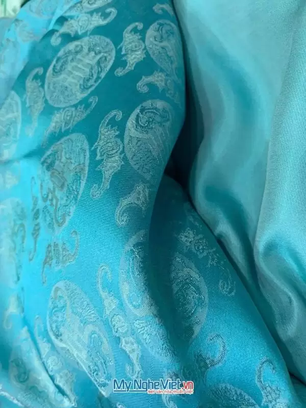 Alternative view of Vải lụa Hà Đông thọ dơi xanh mint 1m khổ 90 MNV-LNL08-10