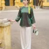 Áo lụa tơ tằm may sẵn họa tiết trơn