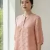 Áo lụa tơ tằm may sẵn họa tiết hoa bèo
