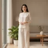 Đồ bộ lụa tơ tằm họa tiết trống đồng