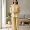 Đồ bộ lụa tơ tằm họa tiết hồng nhí