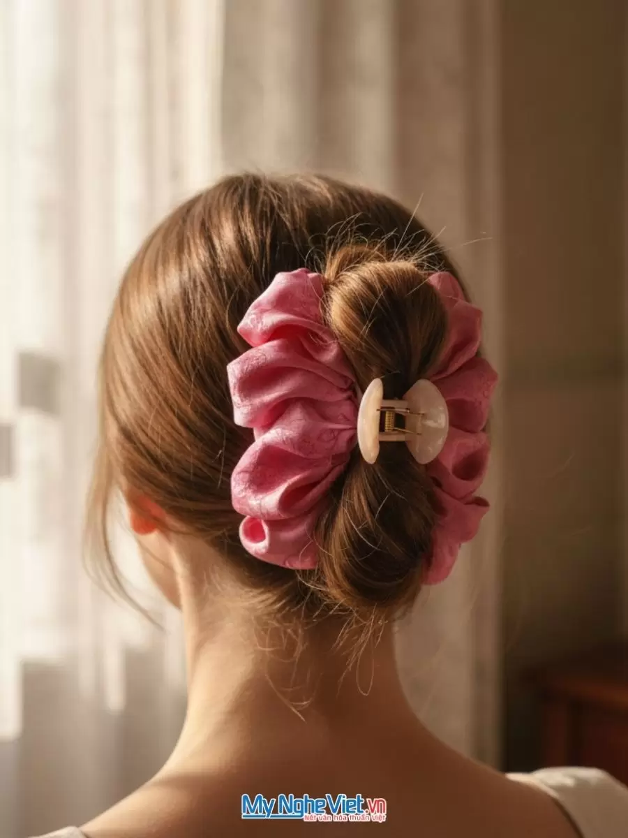 Kẹp Tóc Lụa Tơ Tằm Bản To