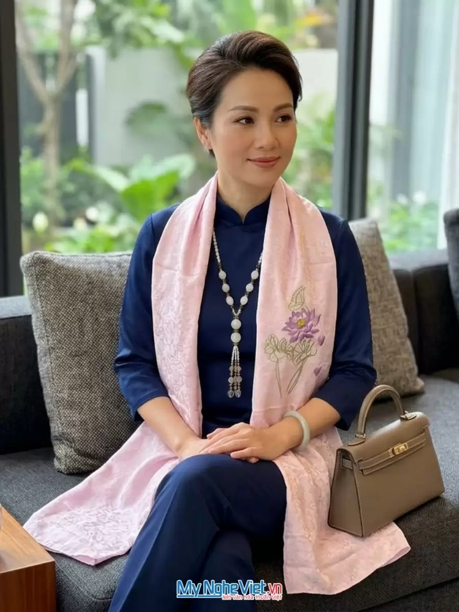 Khăn lụa tơ tằm thêu tay cao cấp