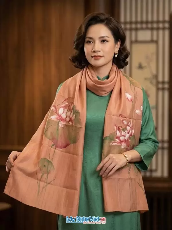 Khăn lụa tơ tằm vẽ tay cao cấp 100% silk