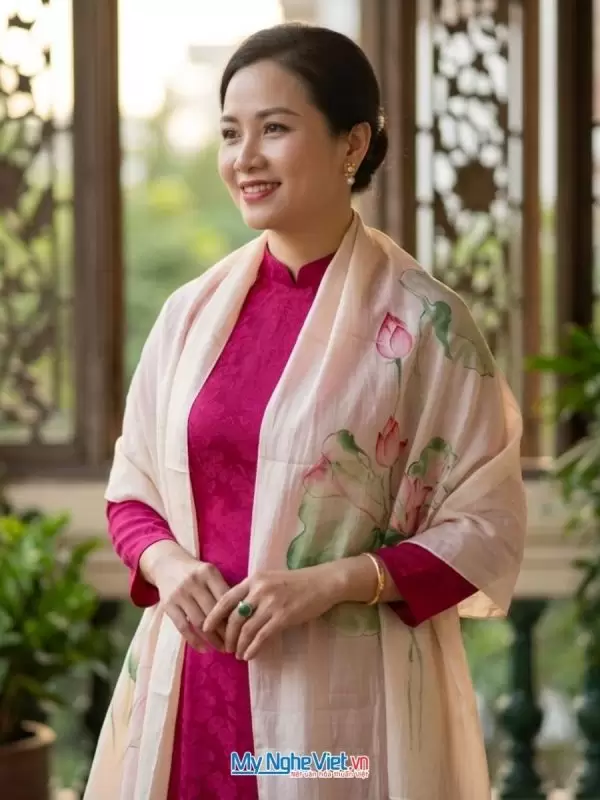 Khăn lụa tơ tằm vẽ tay cao cấp 100% silk