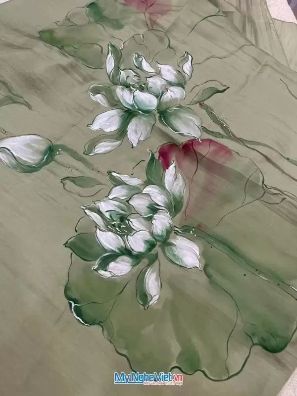 Khăn lụa tơ tằm vẽ tay cao cấp 100% silk