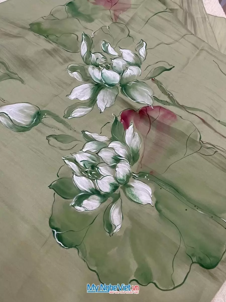 Khăn lụa tơ tằm vẽ tay cao cấp 100% silk