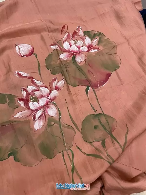 Khăn lụa tơ tằm vẽ tay cao cấp 100% silk
