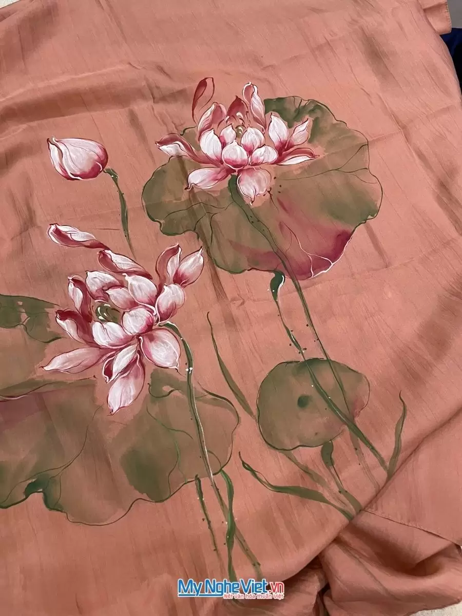 Khăn lụa tơ tằm vẽ tay cao cấp 100% silk