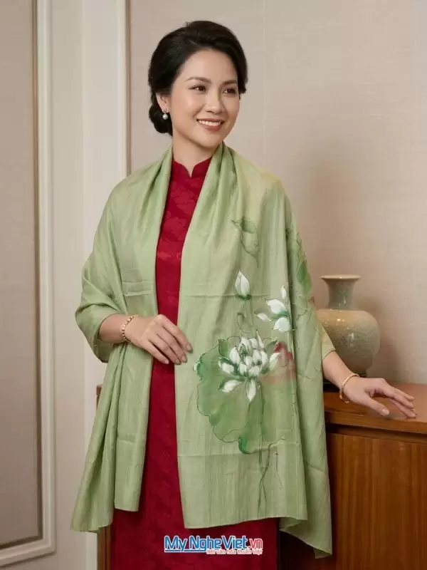 Khăn lụa tơ tằm vẽ tay cao cấp 100% silk