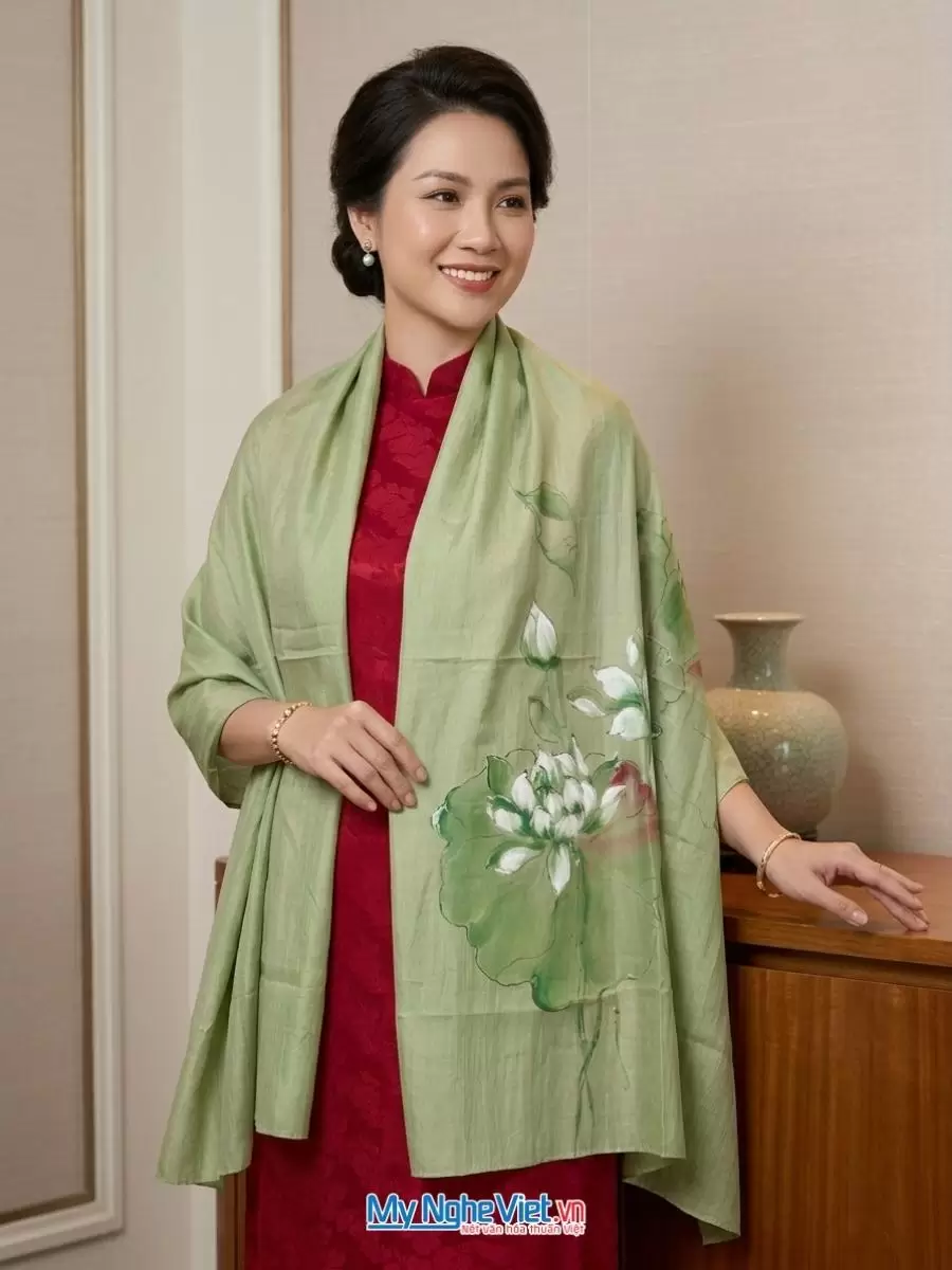 Khăn lụa tơ tằm vẽ tay cao cấp 100% silk
