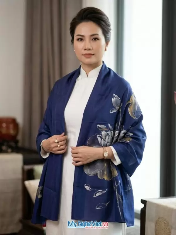 Khăn lụa tơ tằm vẽ tay cao cấp 100% silk