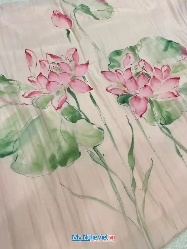 Khăn lụa tơ tằm vẽ tay cao cấp 100% silk