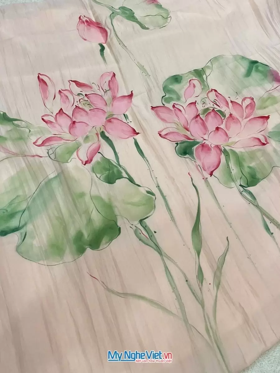 Khăn lụa tơ tằm vẽ tay cao cấp 100% silk