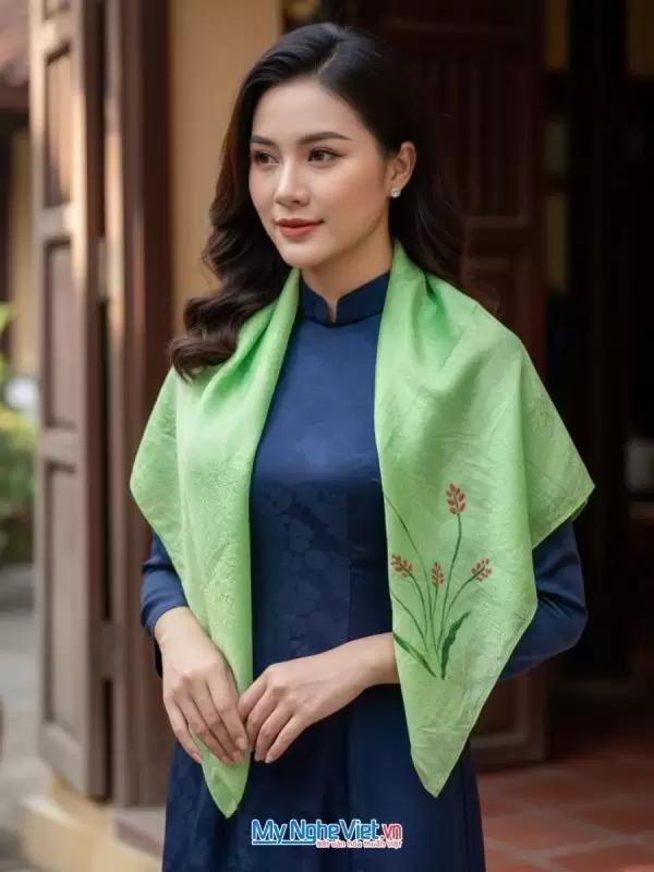 Khăn lụa tơ tằm vuông vẽ tay hoa nhiều mẫu