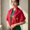 Khăn lụa tơ tằm vuông vẽ tay hoa nhiều mẫu