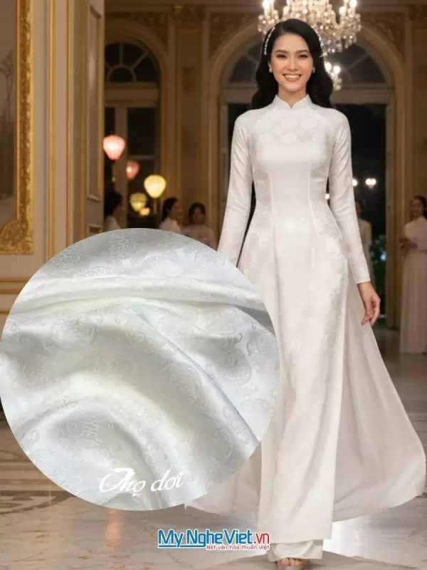 Vải Lụa Hà Đông Thọ Dơi Trắng khổ 90cm (3.7m)