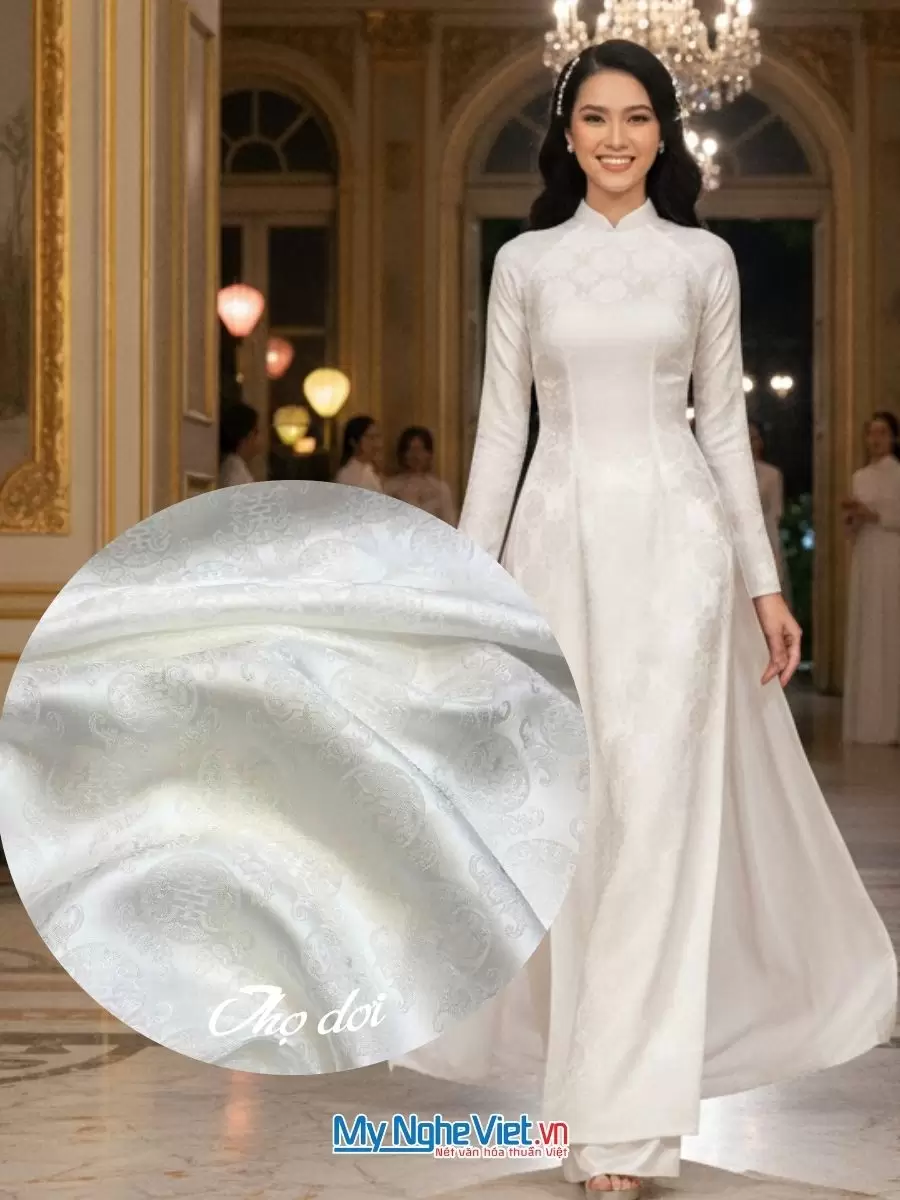 Vải Lụa Hà Đông Thọ Dơi Trắng khổ 90cm (3.7m)