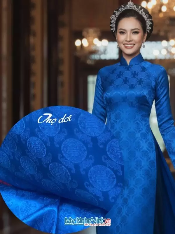 Vải Lụa Hà Đông Thọ Dơi Xanh Dương khổ 90cm (3.7m)