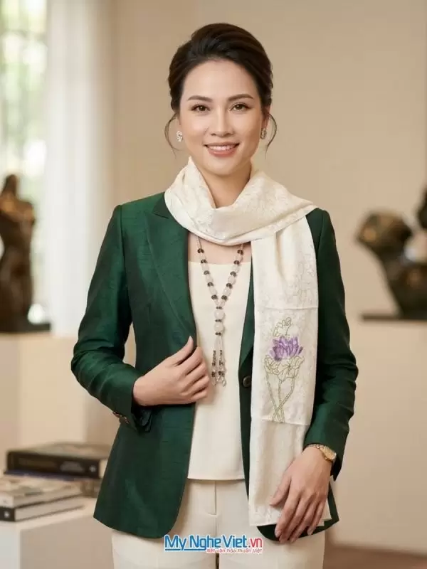 Khăn lụa tơ tằm thêu tay cao cấp