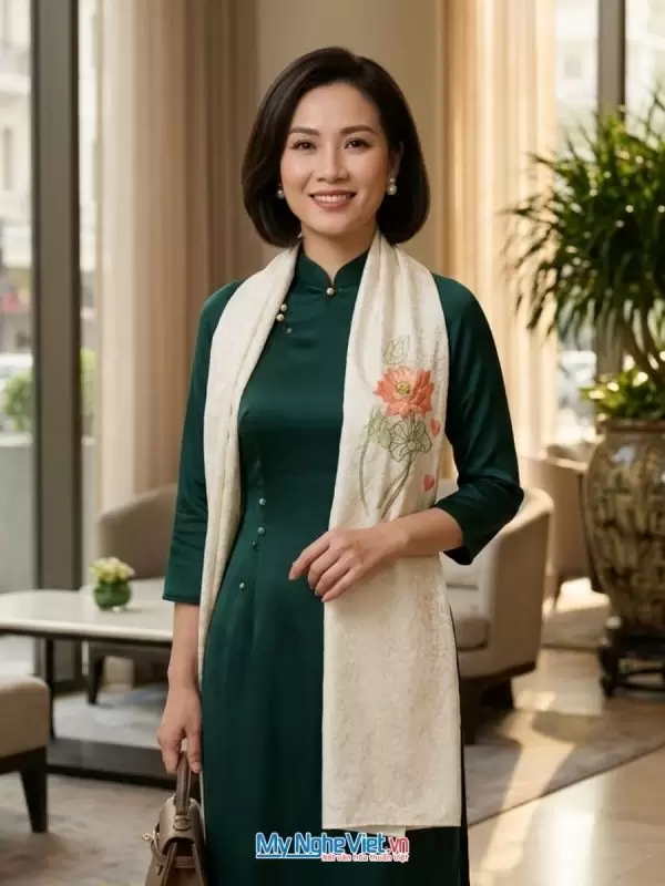 Khăn lụa tơ tằm thêu tay cao cấp
