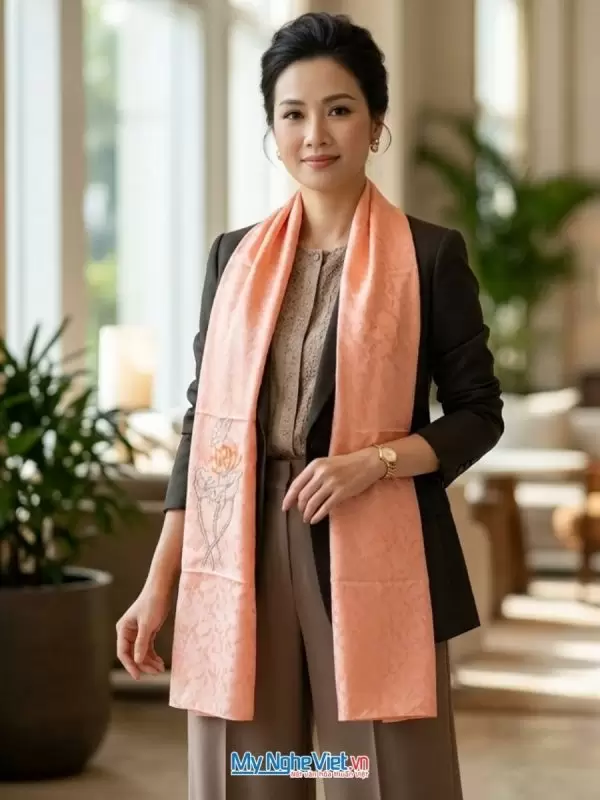 Khăn lụa tơ tằm thêu tay cao cấp